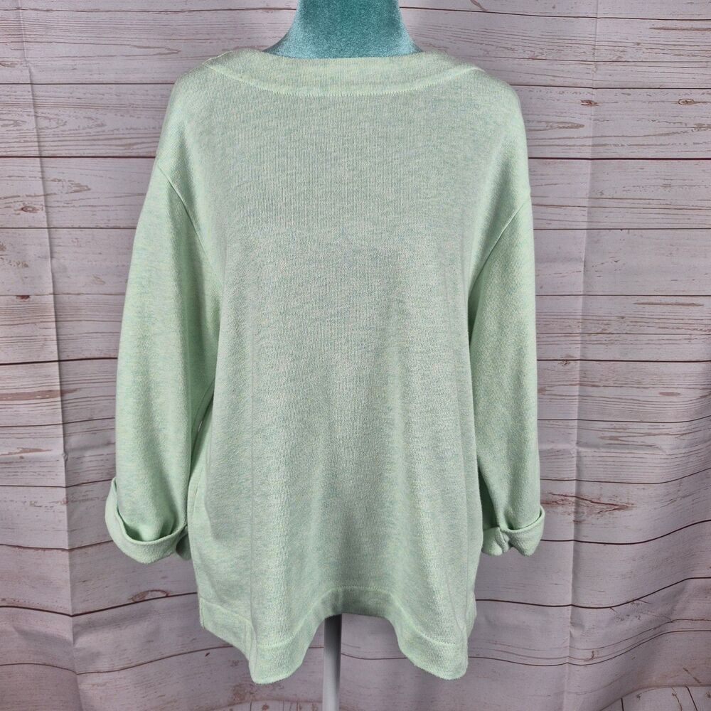 J Jill Pure Jill Sweatshirt Seafoam Green Oversized Womens Sz XS Lagenlook Comfy